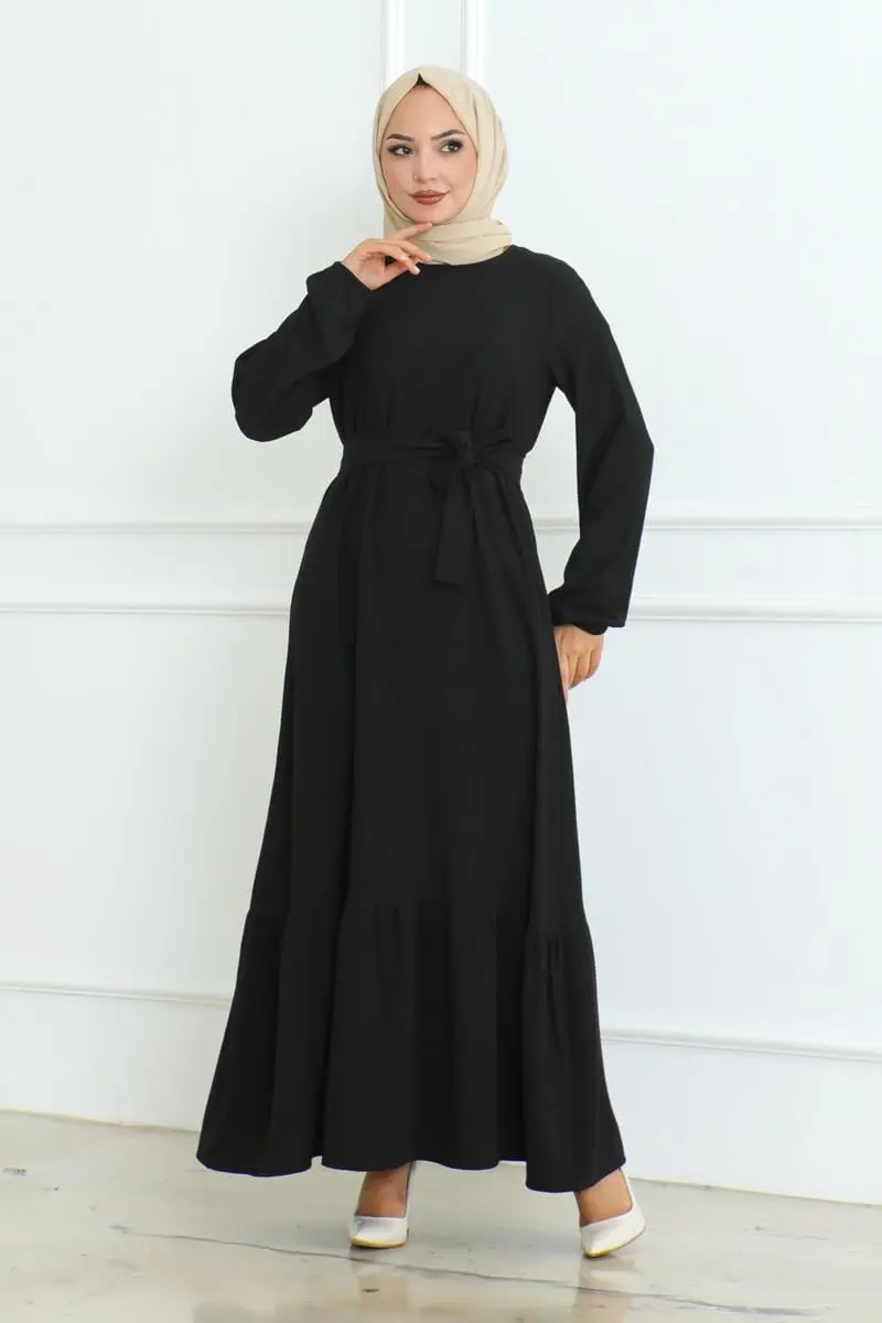 Frilled Skirted Crepe Dress-detail