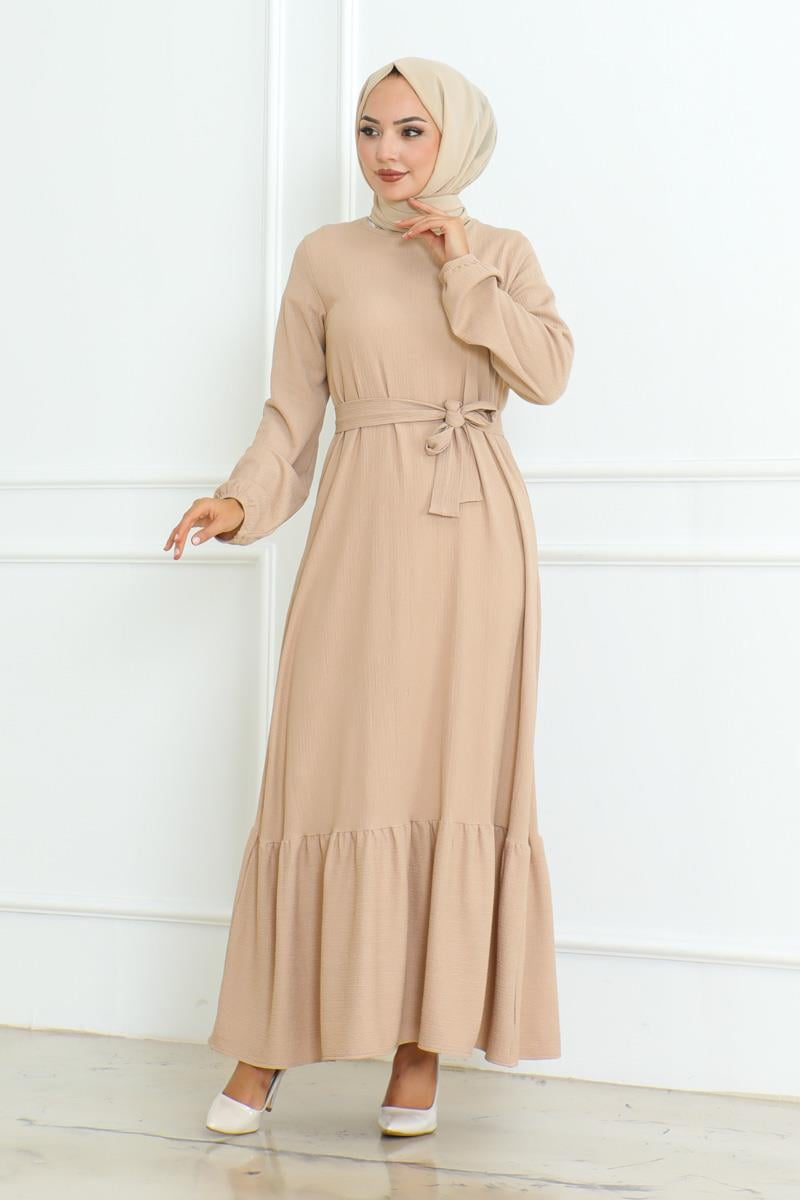 Frilled Skirted Crepe Dress