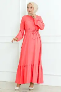 Frilled Skirted Crepe Dress