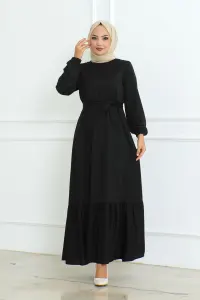 Frilled Skirted Crepe Dress