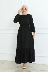 Frilled Skirted Crepe Dress