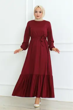 Eteği Fırfırlı Tesettür Elbise