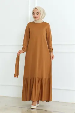 Eteği Fırfırlı Tesettür Elbise