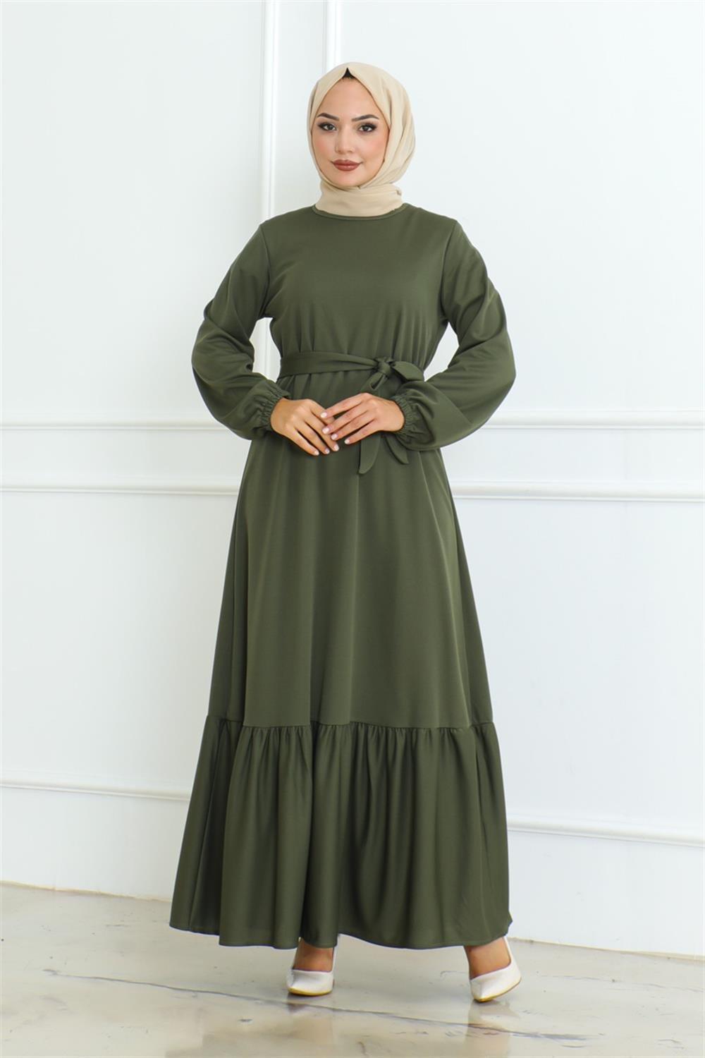 Eteği Fırfırlı Tesettür Elbise