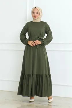 Eteği Fırfırlı Tesettür Elbise