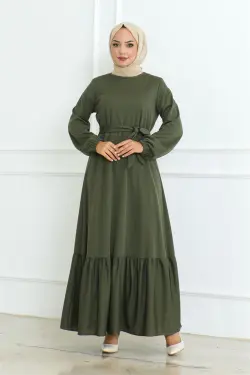 Eteği Fırfırlı Tesettür Elbise