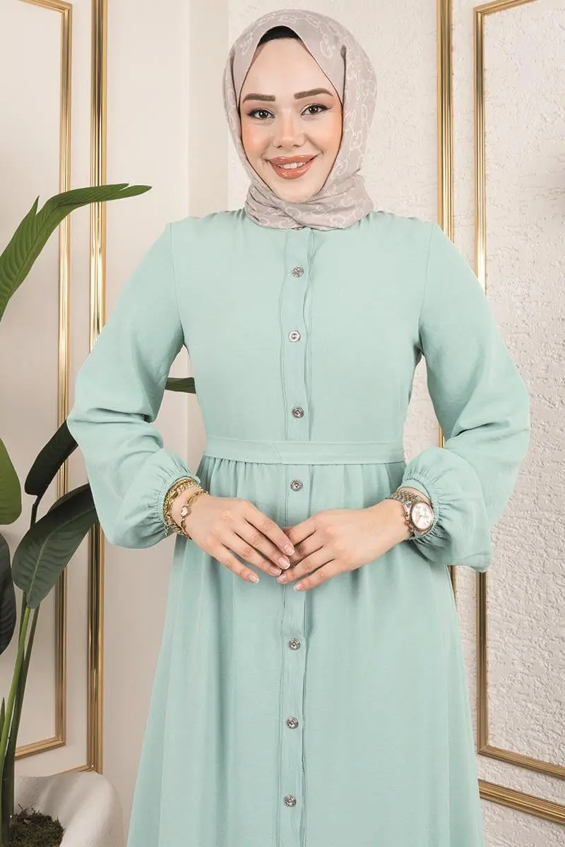 Eteği Katlı Aerobin Elbise Çagla Yeşili-detail