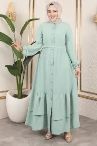Eteği Katlı Aerobin Elbise Çagla Yeşili