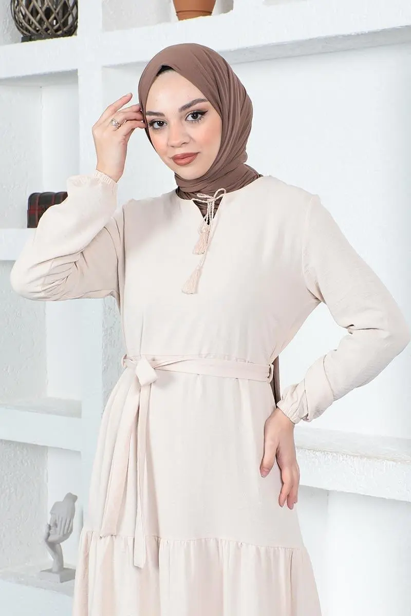 Aerobin Dress With Layered Skirt Stone-detail