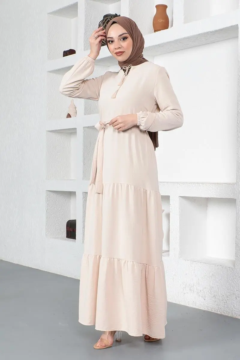 Aerobin Dress With Layered Skirt Stone-detail