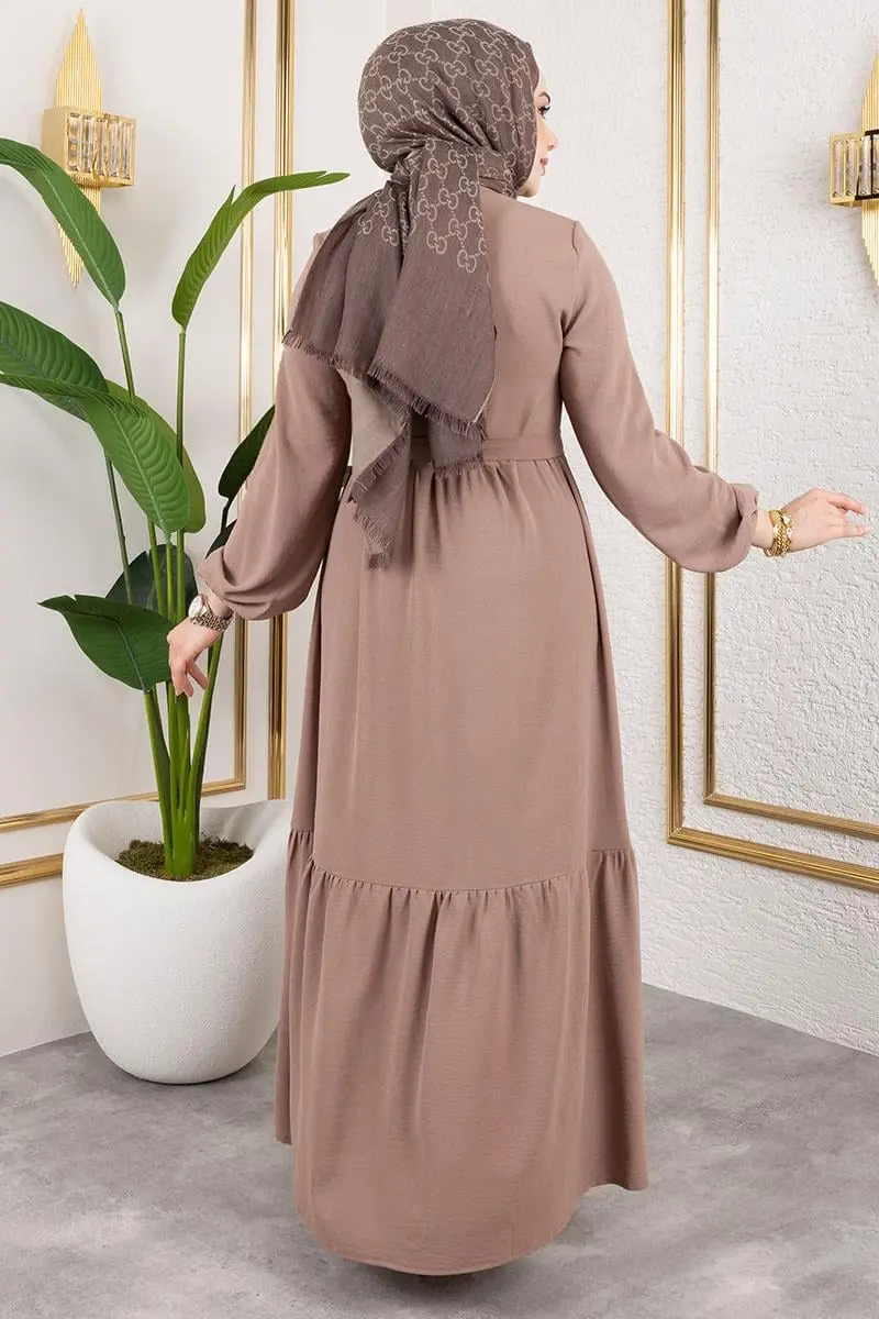 Eteği Katlı Aerobin Elbise Vizon-detail