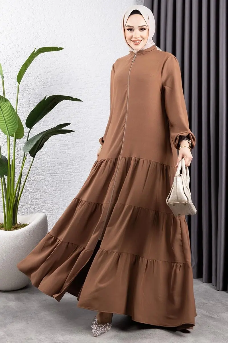 Jessica Crepe Abaya With Layered Skirt-detail