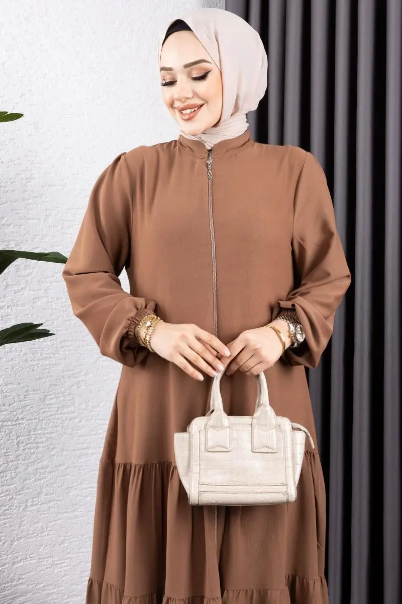 Jessica Crepe Abaya With Layered Skirt-detail