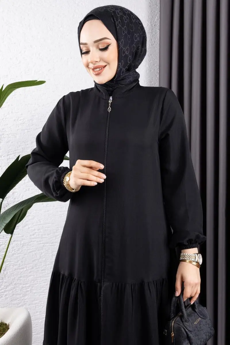 Jessica Crepe Abaya With Layered Skirt-detail