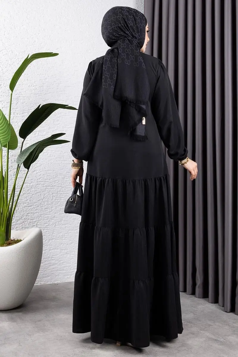 Jessica Crepe Abaya With Layered Skirt-detail