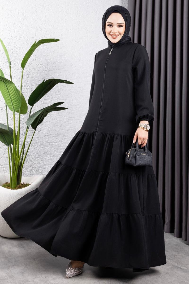 Jessica Crepe Abaya With Layered Skirt