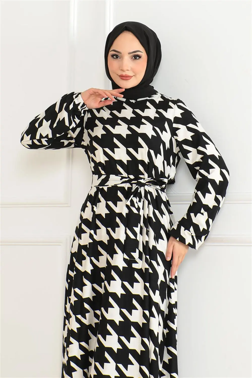 Eteği Kloş Desenli Elbise-detail
