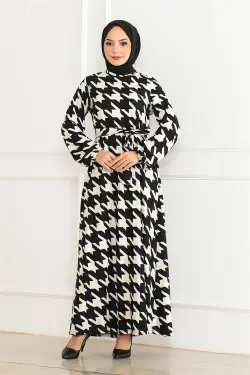 Eteği Kloş Desenli Elbise