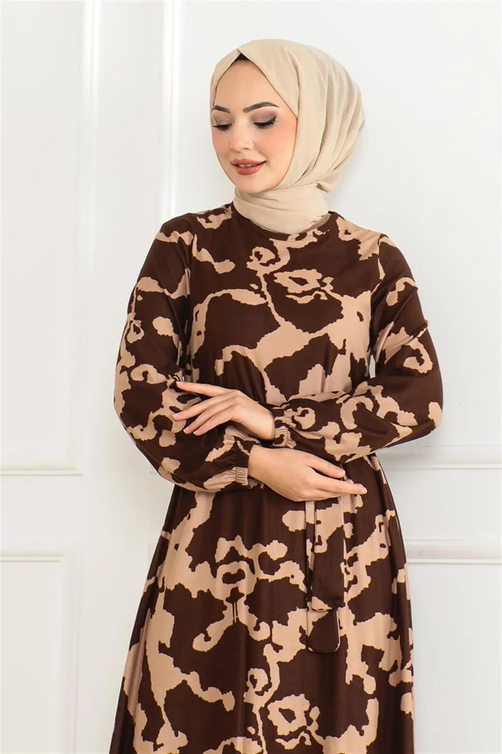 Eteği Kloş Desenli Elbise-detail