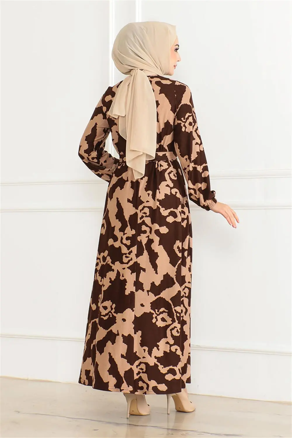 Eteği Kloş Desenli Elbise-detail