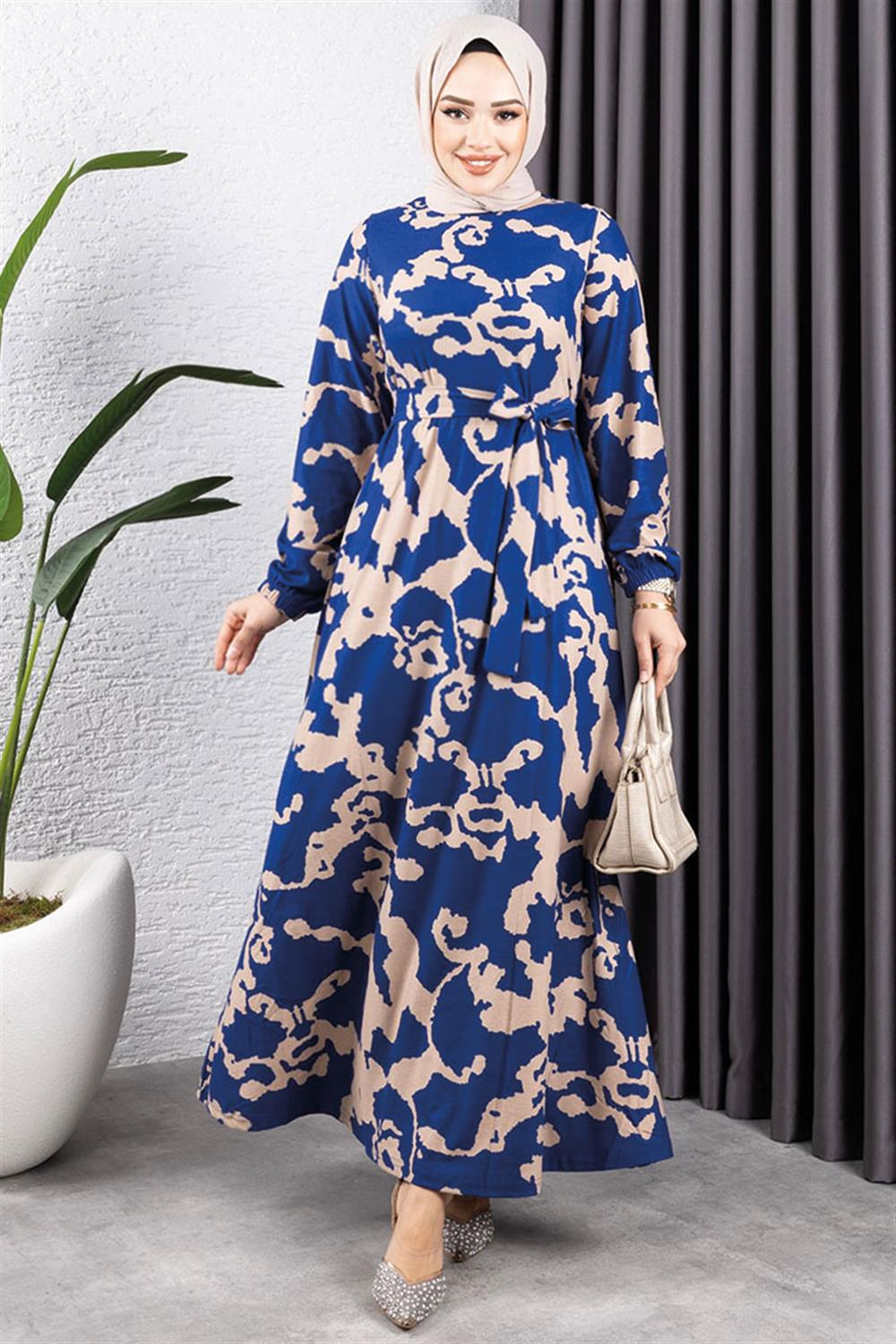 Flared Skirt Patterned Dress