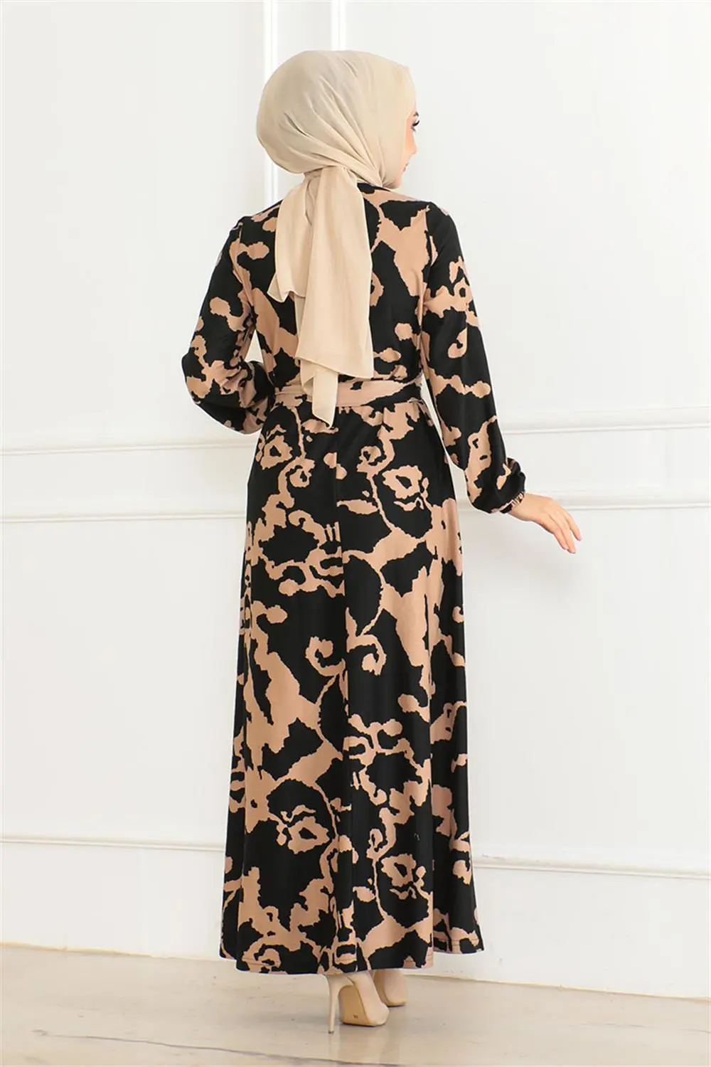 Eteği Kloş Desenli Elbise-detail