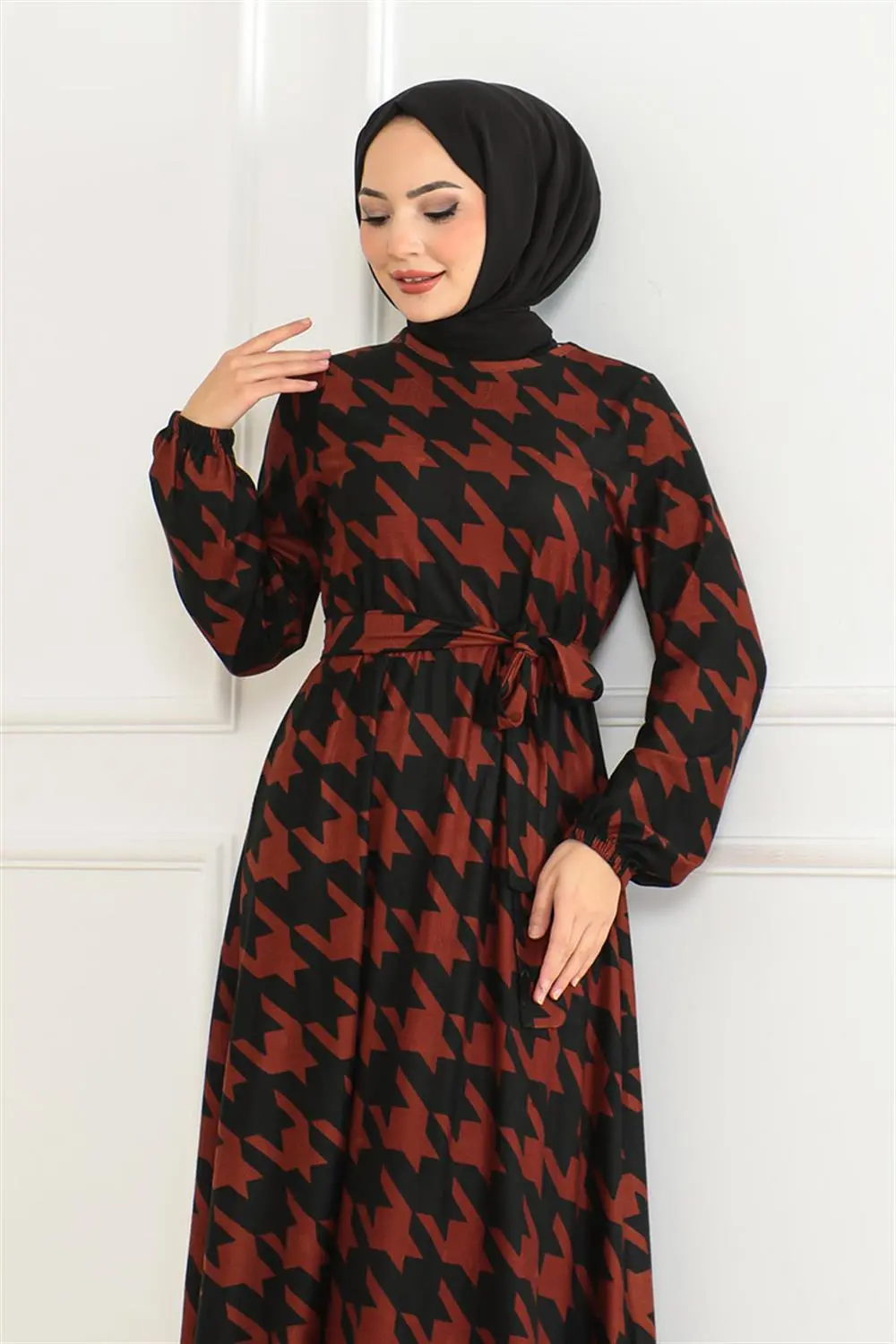 Eteği Kloş Desenli Elbise-detail