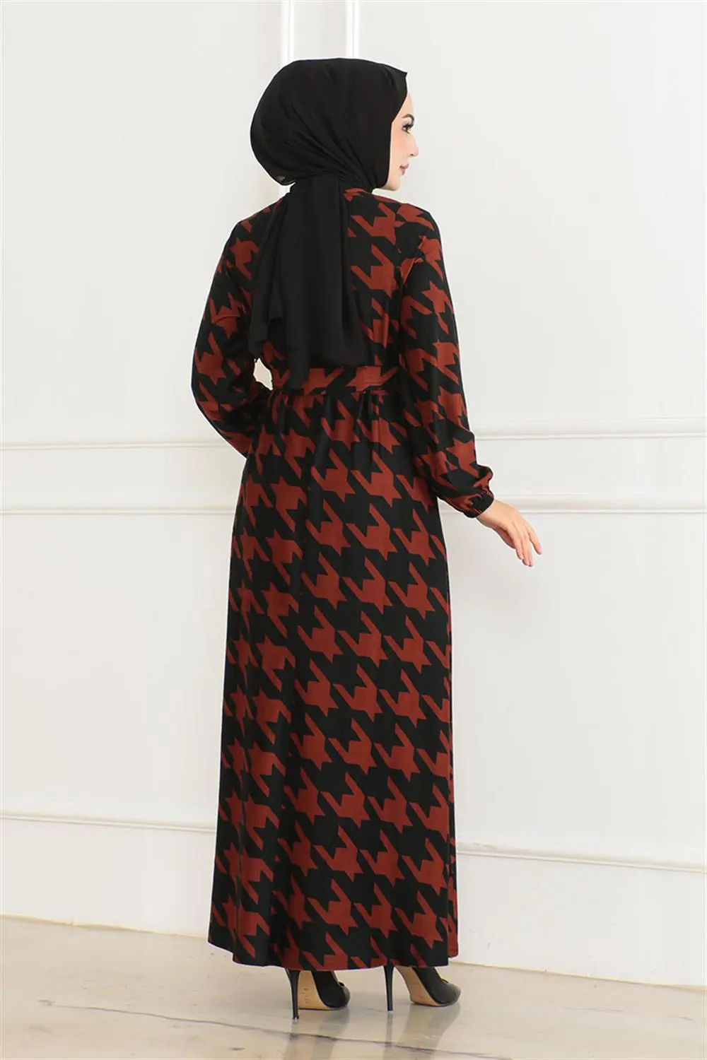 Eteği Kloş Desenli Elbise-detail