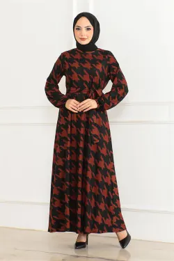 Flared Skirt Patterned Dress