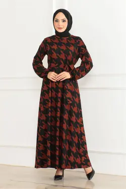 Eteği Kloş Desenli Elbise