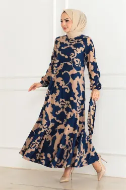 Patterned Dress With Flounce Skirt