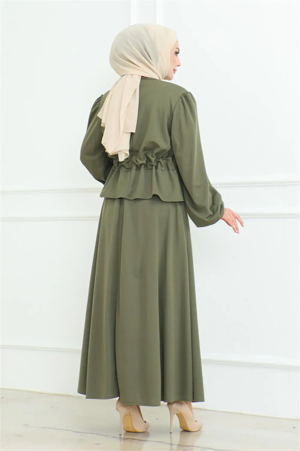 Etekli Tesettür Takım Haki-detail