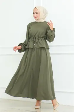 Etekli Tesettür Takım Haki