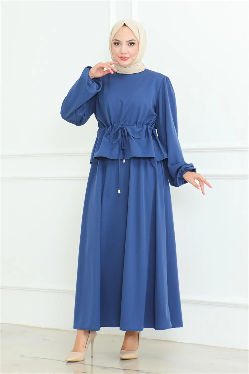 Etekli Tesettür Takım Indigo-detail