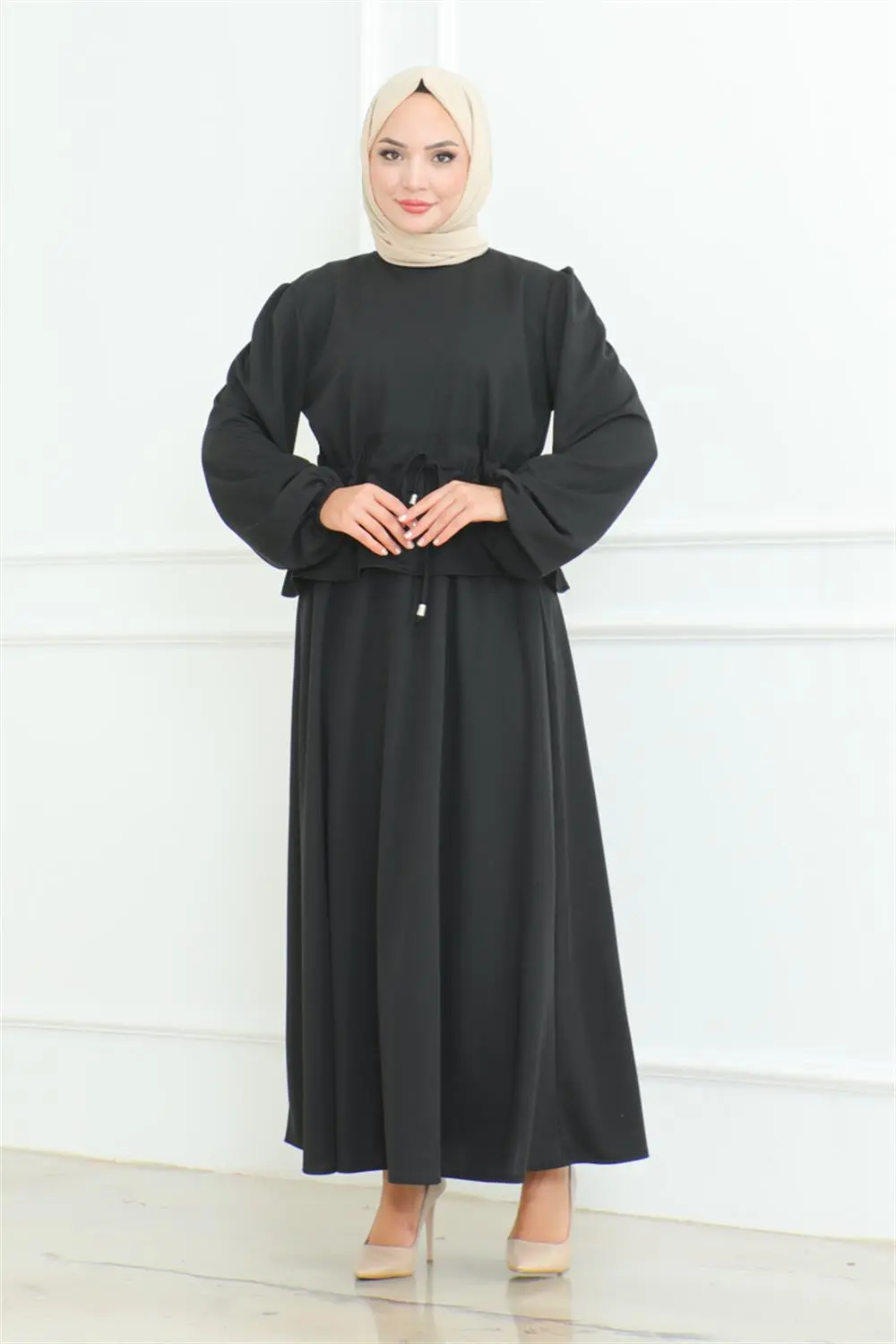 Etekli Tesettür Takım Siyah-detail