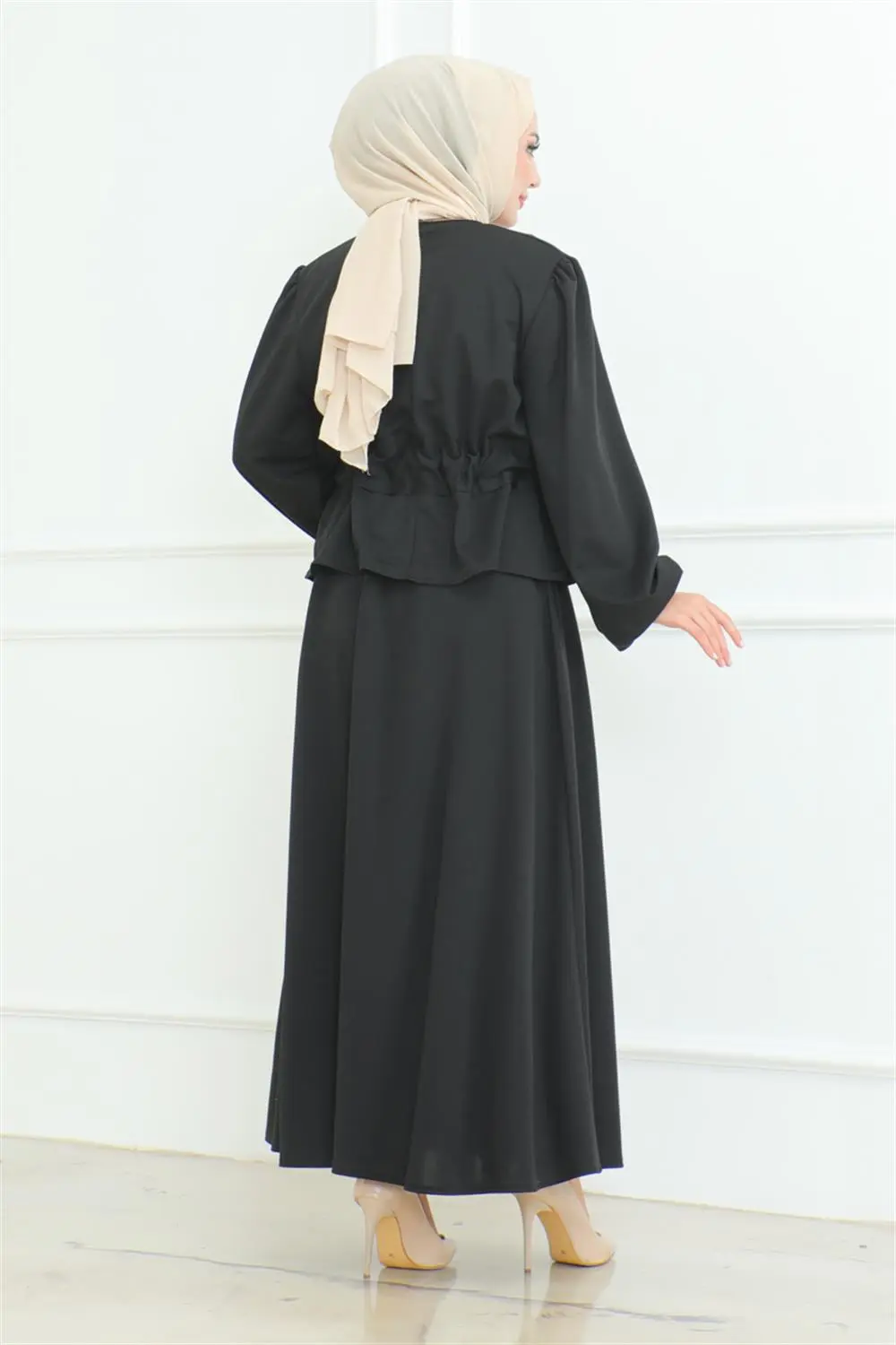 Etekli Tesettür Takım Siyah-detail