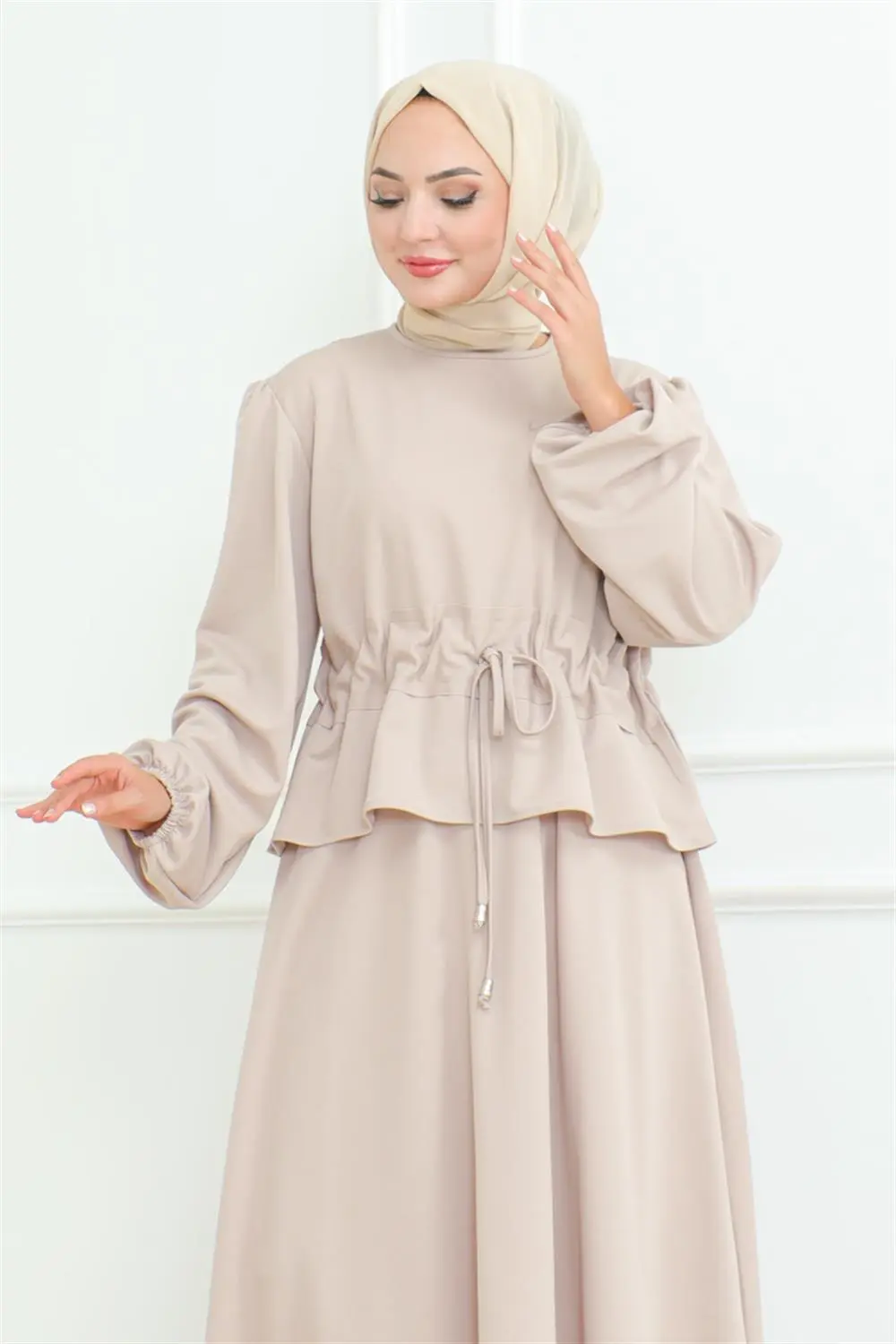 Etekli Tesettür Takım Vizon-detail