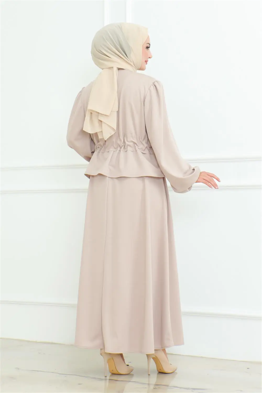 Etekli Tesettür Takım Vizon-detail