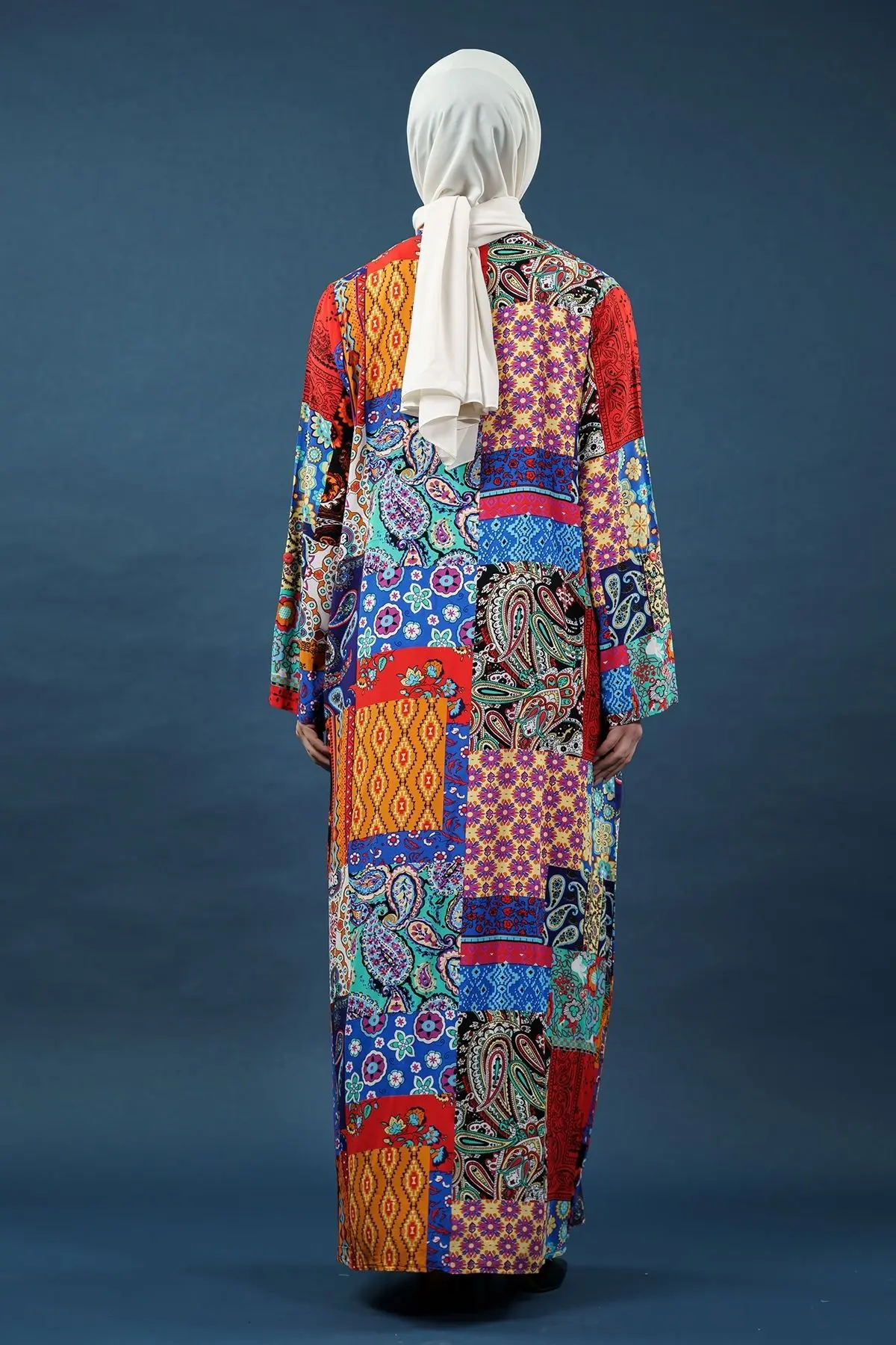 Etnik Desen Çok Renkli Gömlek Elbise-detail