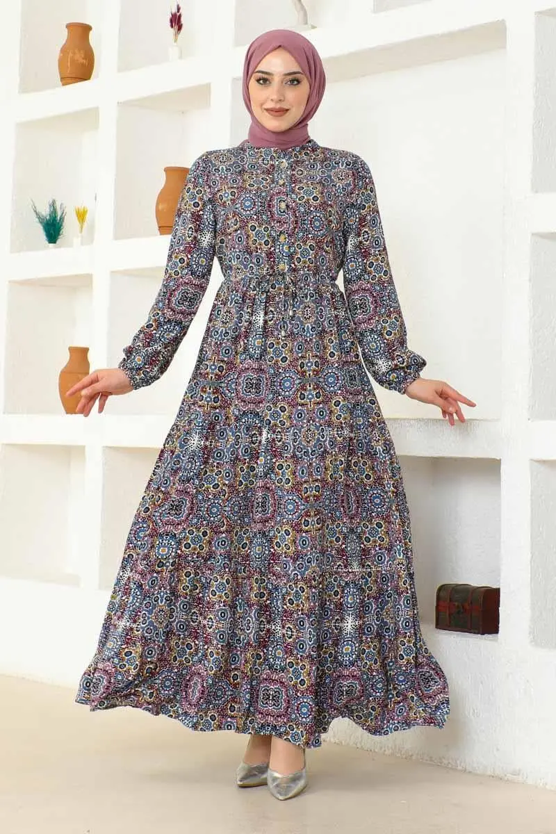 Ethnic Pattern Viscose Dress