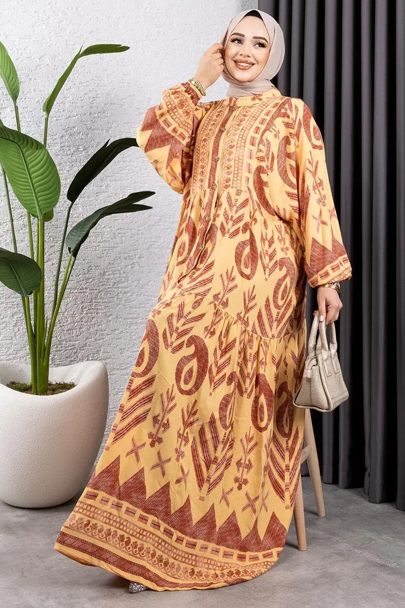 Ethnic Pattern Viscose Dress