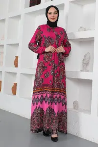 Ethnic Patterned Model Hijab Dress