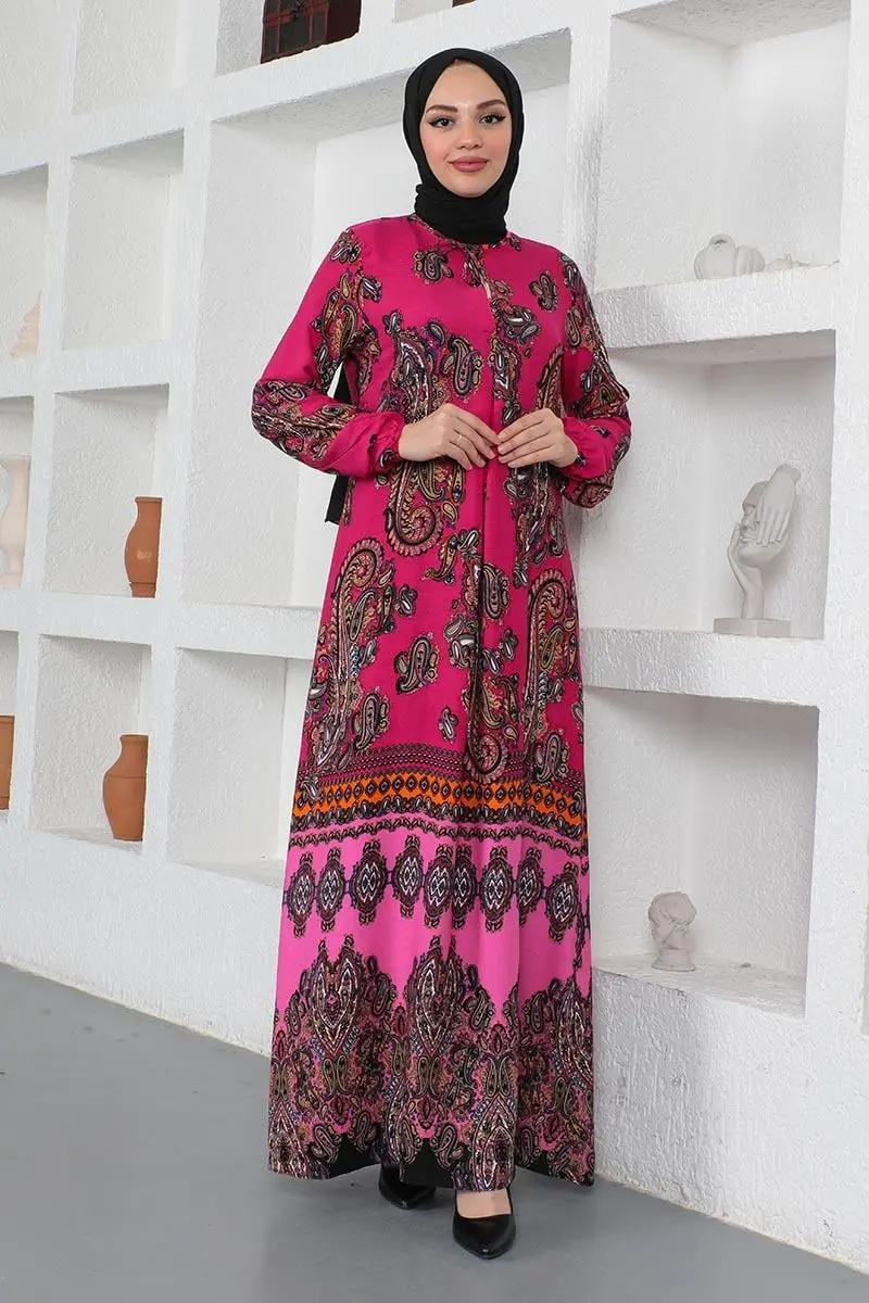 Ethnic Patterned Model Hijab Dress