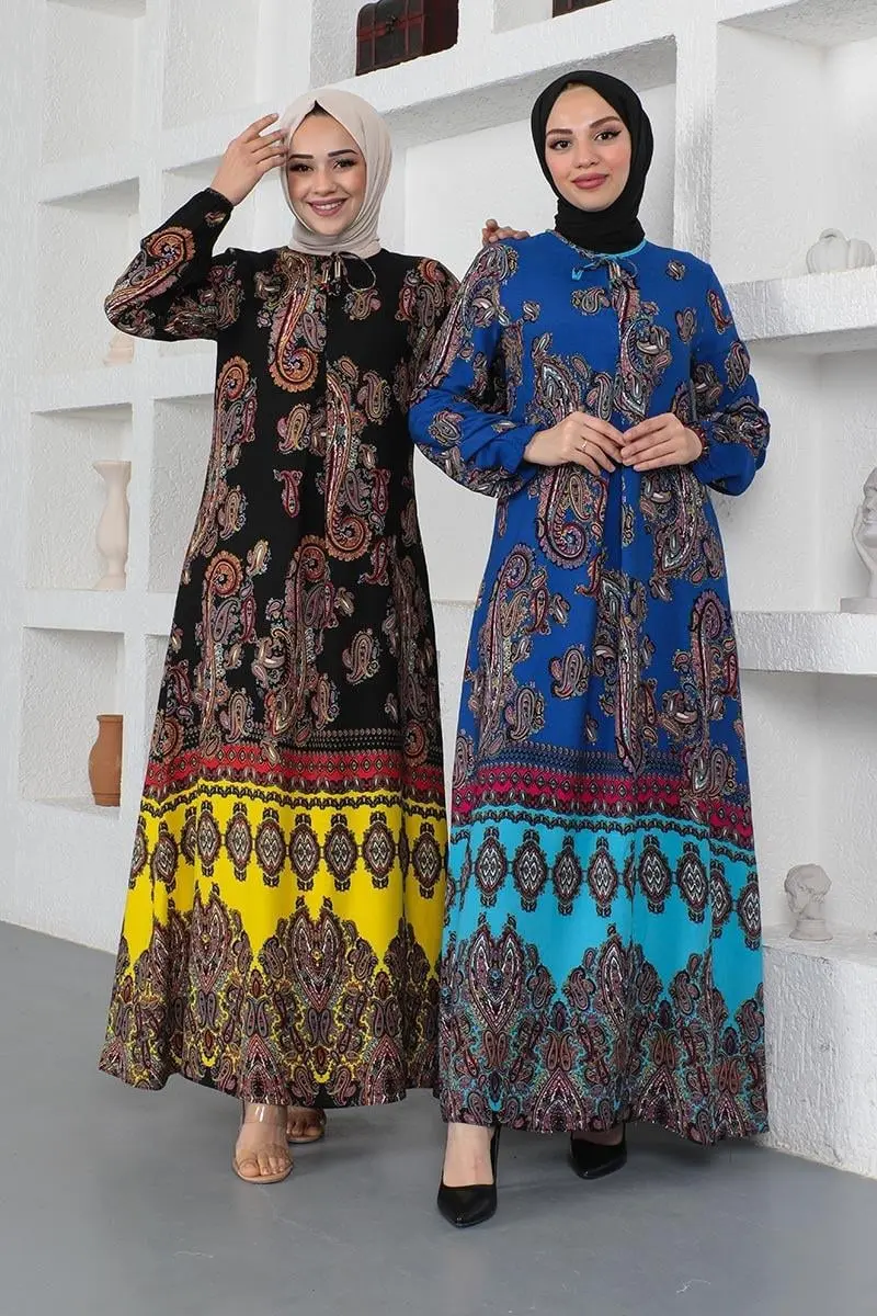 Ethnic Patterned Model Hijab Dress-detail