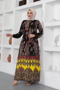 Ethnic Patterned Model Hijab Dress