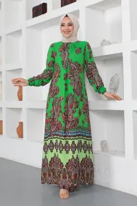 Ethnic Patterned Model Hijab Dress