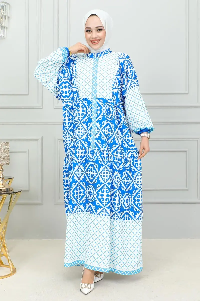 Ethnic Patterned Hijab Dress