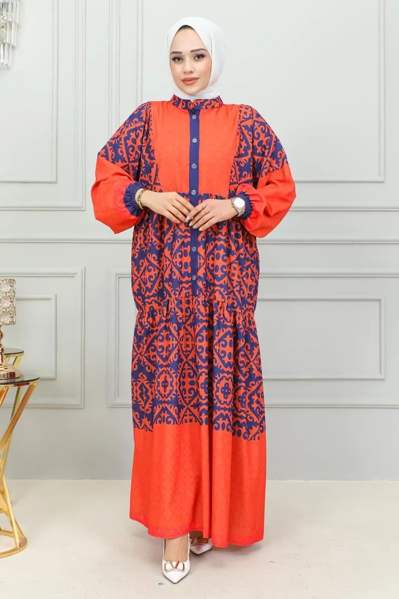 Ethnic Patterned Hijab Dress