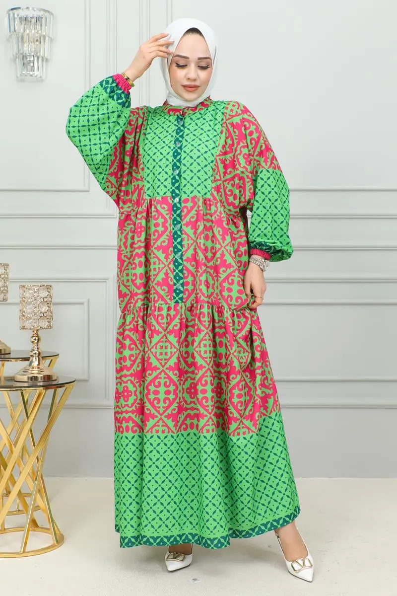 Ethnic Patterned Hijab Dress