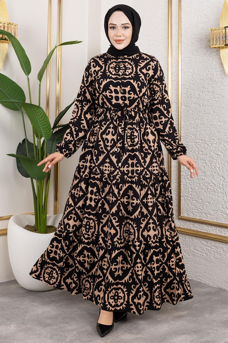Ethnic Patterned Viscose Dress
